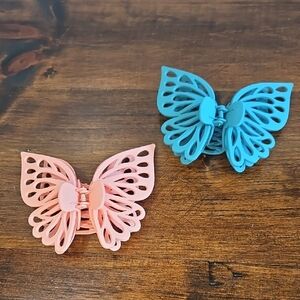 Butterfly Hair Clips - Pink and Blue